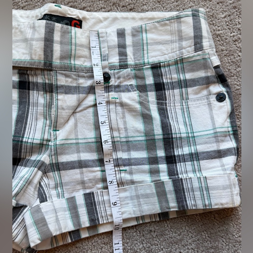 G by Guess Plaid Cotton Shorts in White, Gray & Teal size 28 (more like size 4) - Picture 5 of 5
